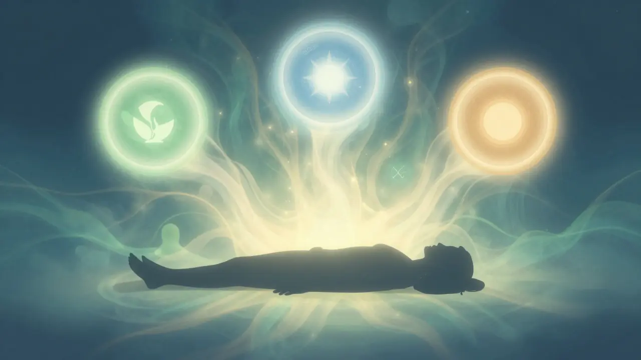 Glowing orbs symbolizing holistic body and spirit balance
