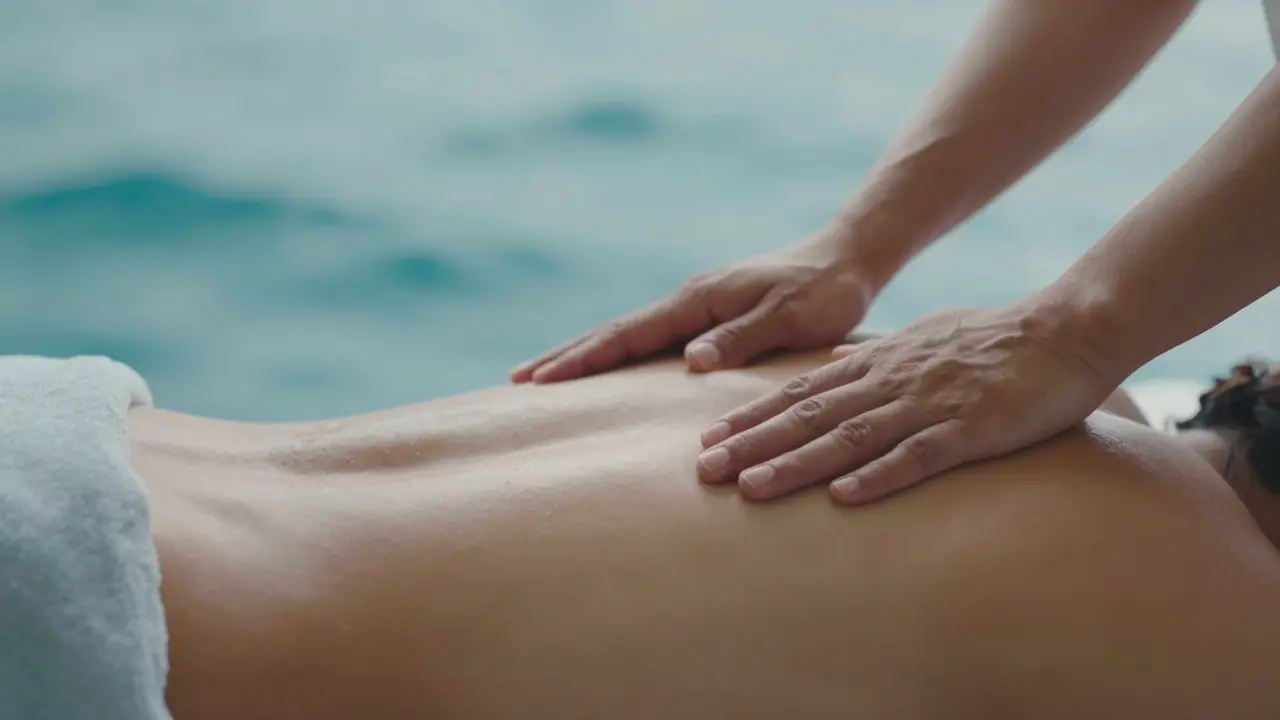 Abstract flowing lines representing rhythmic massage strokes