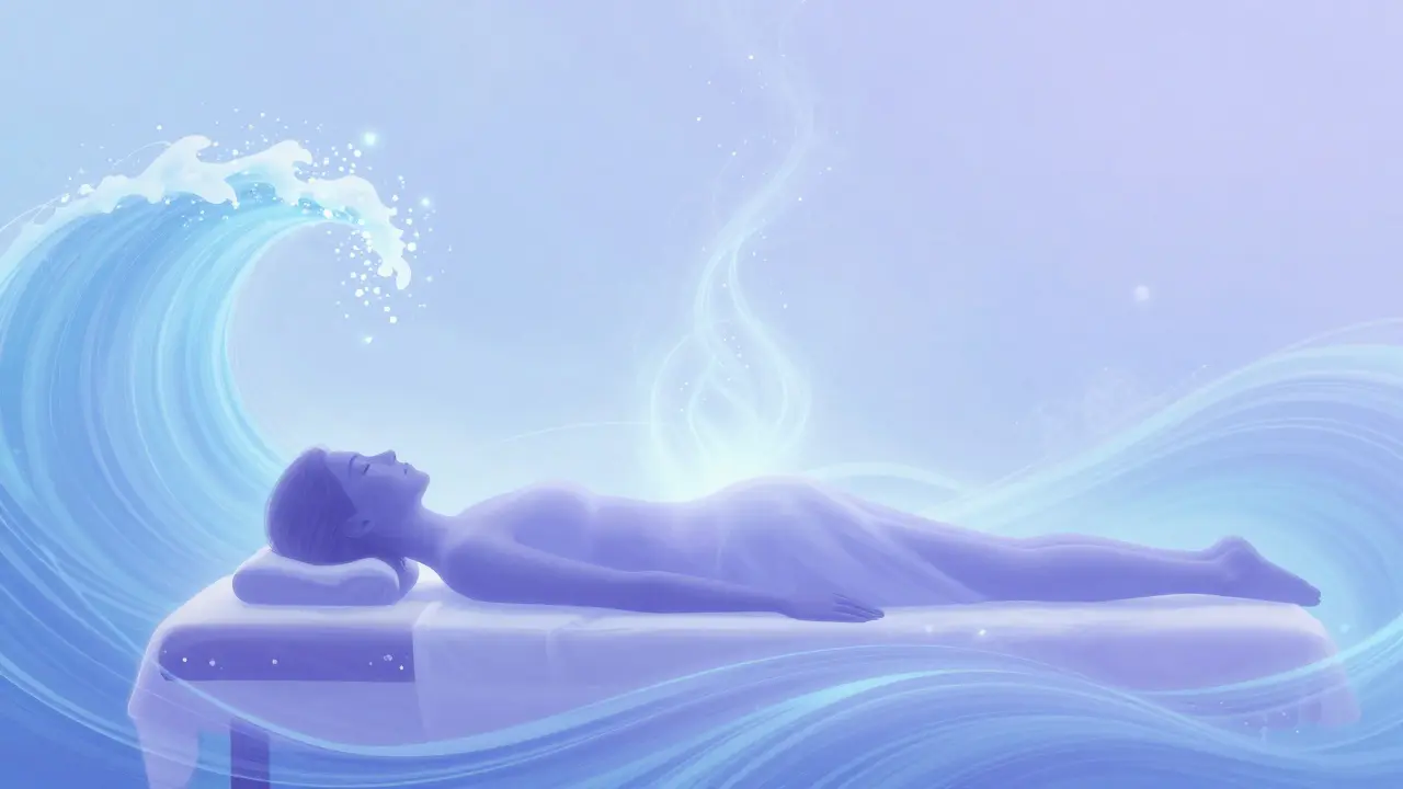Abstract representation of relaxation and energy release through massage.