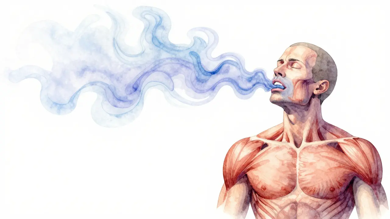 Abstract art showing muscle tension dissolving into calming colors
