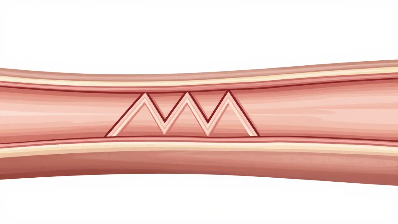 Cross-section of tendon undergoing Z-lengthening surgery